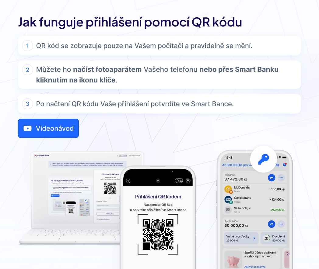 Banner: Rychlé přihlašování do Internet banky pomocí QR kódu.